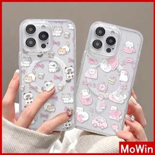 Mowin - Ốp điện thoại Cho iPhone 15 Pro Max iPhone 11 Ốp Lưng Từ Tính Mạnh Acrylic Trong Suốt Cứng Ban TPU Mềm Khung Chống Sốc mèo con dễ thương Tương thích với iPhone 14 13 12 11 XS XR 7Plus 8Plus