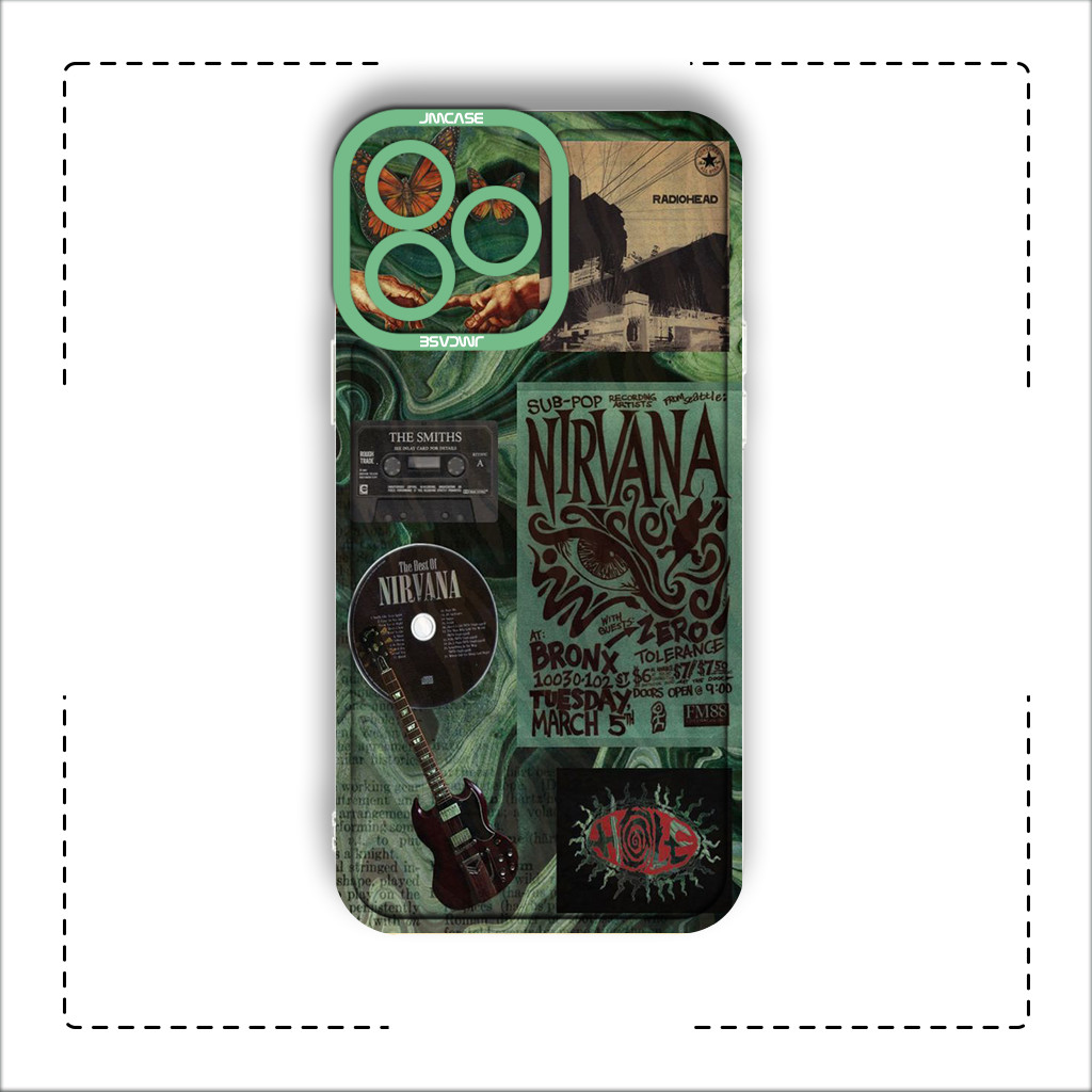 Ốp lưng iPhone Cạnh Vuông Samsung Xiaomi Oppo Nirvana Collage Rock N' Roll Vintage Vibe