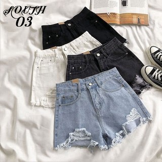 Quần short bò nữ rách - quần short jeans nữ rách denim thiết kế sooc rách cá tính phong cách hàn quốc