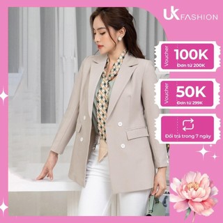 Áo Vest Nữ UK Fashion Vải Hàn 2 Lớp Cao Cấp Dày Dặn Dáng Suông Có 4 Cúc Bọc Lịch Sự Hiện Đại NKAK2208005
