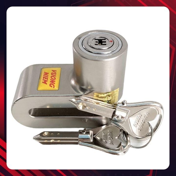Ổ Khóa Đĩa VƯƠNG NIỆM Lớn Cao Cấp,Chìa Chữ Vạn Siêu Chống Trộm trắng inox (Chính Hãng),FREESHIP ổ khóa phanh,chống trộm