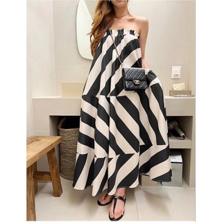 Sansan Hàn Quốc Dongdaemun Sling Dress Giữa Chiều Dài Retro Mỏng Hơn Nhìn Sọc Ống Top Một Mảnh Đầm