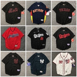 Mlb Áo Bóng Chày Châu Âu Mỹ Bóng Chày Jersey hiphop Áo Cardigan Tay Ngắn Bóng Chày Plus Kích Thước Hip-Hop Jersey