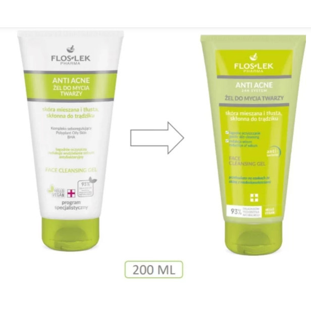 Sữa rửa mặt Floslek kiềm dầu dịu nhẹ Anti Acne Face Cleansing Gel 200ml