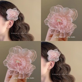 Hoa đào nhỏ ngây thơ ~ Kẹp tóc hoa Organza siêu cổ tích dành cho nữ có tiếng nổ ở bên cạnh