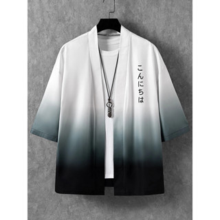 Manfinity Hypemode kimono gradient rộng rãi dành cho nam với họa tiết chữ Nhật Bản