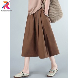 Ruidiandian Cotton Chân Quần Quần Váy Mùa Hè Mới 2024 Plus Kích Thước Joker Rời Váy Thường Ngày Quần Ống Rộng