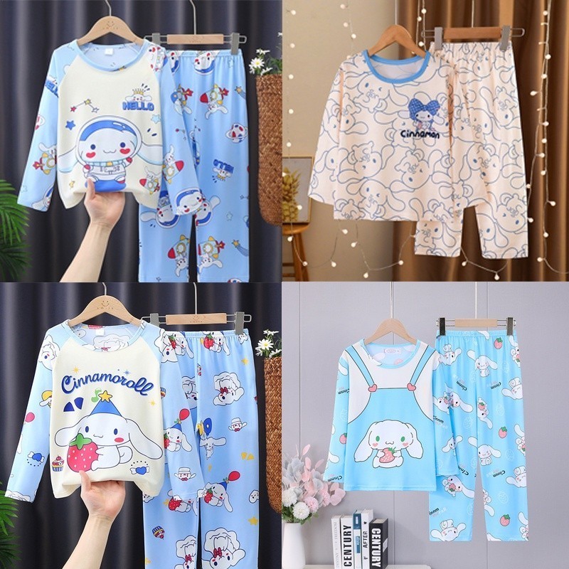 Cinnamoroll Pyjama dành cho trẻ em và bé gái Anime Bộ đồ ngủ mùa hè Hello Kitty dài tay