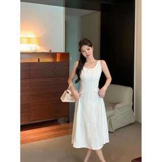 Đầm trắng eo mỏng xương cá thời trang Behs 7381
