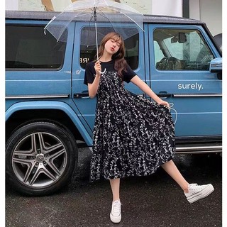 Mùa Xuân Thu Mới Hepburn Phong Cách Giữa Chiều Dài Nối Hoa Váy Cao Cấp Ôm Dài Đầm Mùa Hè Plus Size 4XL