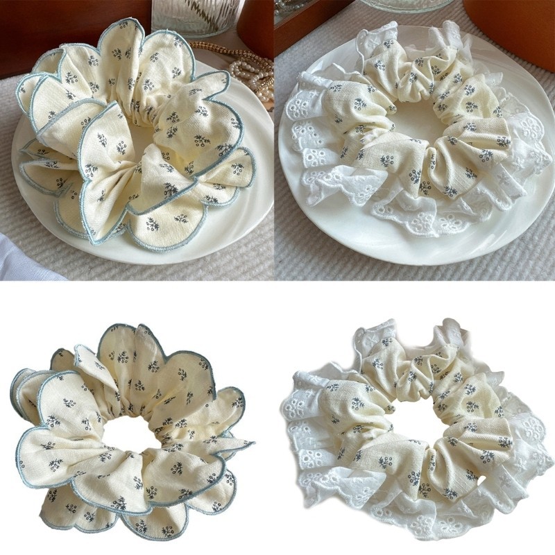 Dây buộc tóc mịn Scrunchies Màu xanh hoa Dây buộc tóc Scrunchies Giá đỡ tóc