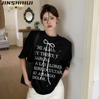 JINSHIHUI áo phông áo thun nữ croptop baby tee Xu hướng INS Vintage Stylish WTX2430BOL 11Z240314