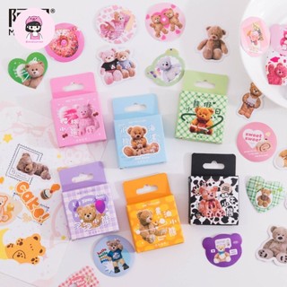 Hộp 45 sticker nhãn dán gấu paradise trang trí sổ decor diy cực kì đáng yêu midi corner