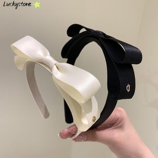 Băng đô thắt nơ đôi LUCKY, Băng đô cổ điển gấp màu trơn, Băng đô vải Satin bằng vải
