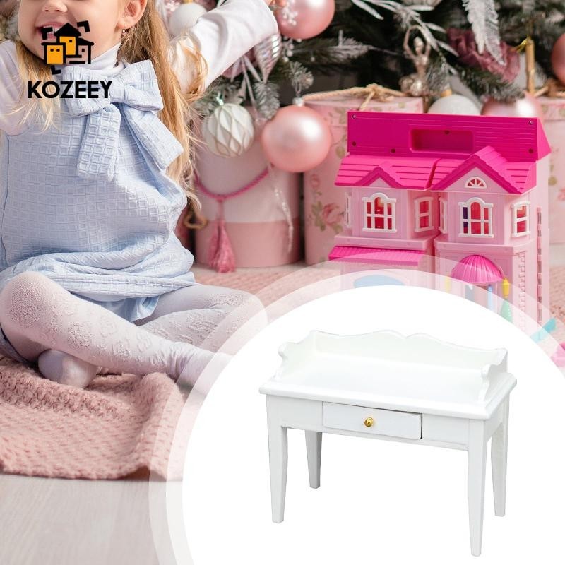 Kozeey 1: 12 Nhà Búp Bê Bàn Nội Thất Bằng Gỗ Mini Đồ trang trí Nội Thất Thu Nhỏ Cho Nhà Búp Bê Phòng Ngủ Phòng Khách Phụ Kiện Trang Trí