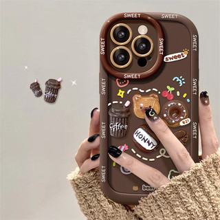 Hoạt Hình Hoạt Hình Ba Chiều Anh Đào Cà Phê Gấu Búp Bê Thích Hợp Cho iPhone15promax Vỏ Điện Thoại Apple 14 13 12 11 XR XSMAX 7plus 8PLUS Vỏ Bảo Vệ Silicon Bao Gồm Tất Cả