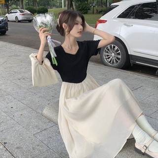 Váy Cottagecore Váy BabyDoll Dáng Dài Xinh Dự Thiết Váy Trắng Đi Biển Đầm Khâu Pháp Nữ Mùa Hè 2024 Thiết Kế Phong Cách Mới Niche Eo Eo Ôm Hơn Nhìn Váy