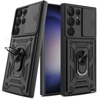 Ốp Lưng Dành Cho Samsung S24 S23 S22 Ultra S21 S20 FE Galaxy A54 A34 5G Vỏ Ống Kính Máy Ảnh Vỏ Điện Thoại Có Giá Đỡ Nhẫn Giáp Xoay Bao