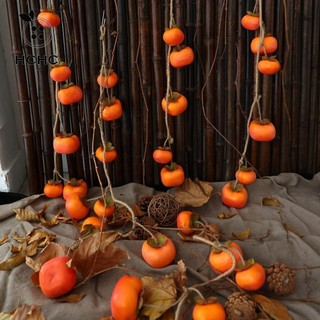 HCHC Mô phỏng Trái Cây Hồng, 8 Quả Hồng Nhân Tạo 80cm, Quả Hồng Giả Màu Cam Sống Động Như Thật Nhựa Hồng Mặt Dây Chuyền Trang Trí Trần