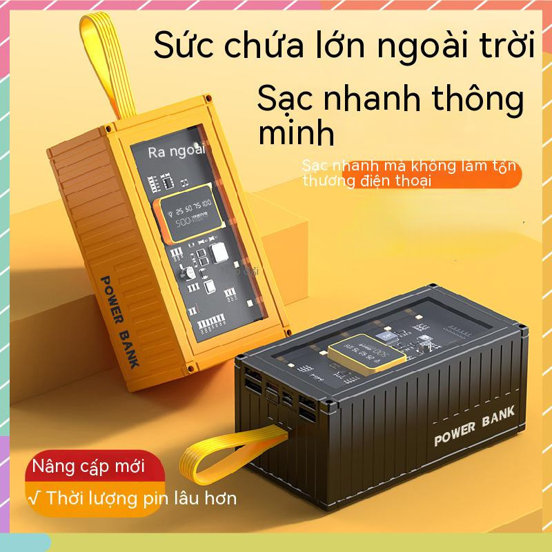 box sạc dự phòng Hộp Đựng Dây Cáp Sạc Dự Phòng Trong Suốt Sức Chứa Lớn 50000Mah