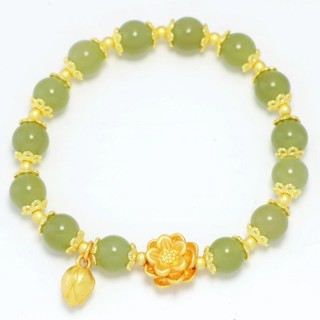 Vòng Tay Liên Hoa Sen Nữ Cao Cấp Phong Cách Chuỗi đeo Tay Màu Xanh Lá