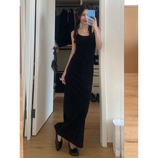 Váy 2 dây maxi thun tăm màu đen 168.Fashion VayHAIDAy255/P0K32