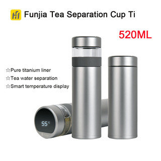 Funjia Nguyên Chất Titan Hiển Thị Nhiệt Độ Tách Trà Dung Tích 520ML Di Động Hai Lớp Giữ Nhiệt Cốc 44°C 6 giờ