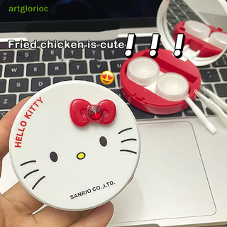 Aart Hello Kitty Hộp đựng kính áp tròng Phim hoạt hình Sanrio Beauty Học sinh Hộp lưu trữ Du lịch Hộp đựng ống kính di động W / Đeo Nhíp VN