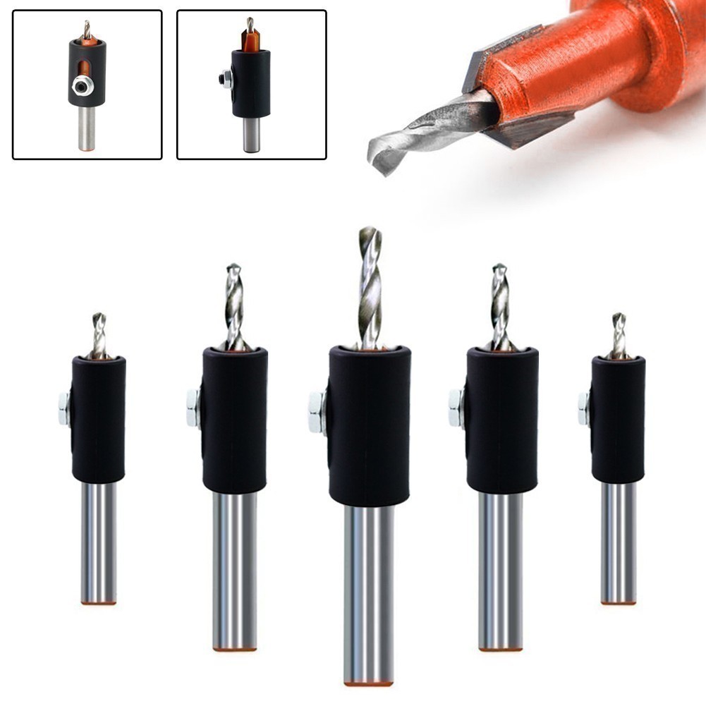 ⭐ READY STOCK ⭐-NEW-Adjustable Stop Collar Woodworking Countersink Drill Bit with 8mm Shank【POWDERS-VN】