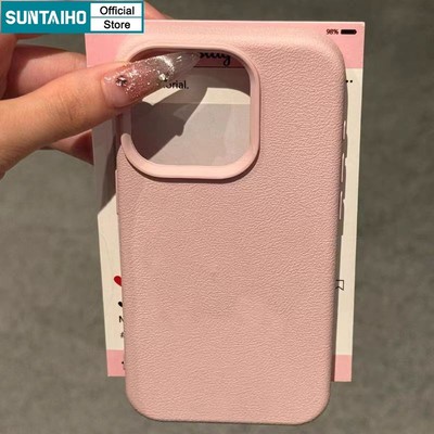 Suntaiho Ốp lưng iPhone Đẹp couple hàn quốc Đơn Giản Cute Da Kẹo Hồng Ốp Điện Thoại Silicon Mềm đen Chống Sốc Chống Bẩn Cho iPhone 16 15 14 13 12 11 Pro Max IP 7 8 Plus Iphon X XR Xs Max