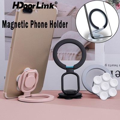 Hdoorlink Giá đỡ điện thoại từ tính có thể gập lại Giá đỡ vòng nam châm Giá đỡ cốc hút xoay đỡ điện thoại