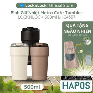 Bình giữ nhiệt LocknLock 500ml phủ sứ, Hàng chính hãng, nắp lật dễ sử dụng Metro Cafe Tumbler LHC4357 - HAPOS KIDS