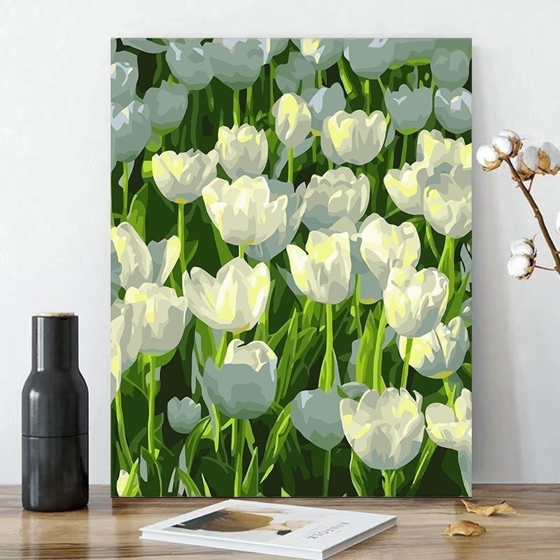 Tranh Sơn Dầu Kỹ Thuật Số Tự Làm Hình Hoa Tulip 40 * 50cm Lora PB2