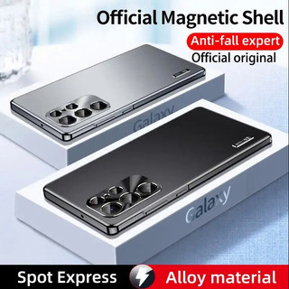 Vỏ kim loại từ tính cho Samsung Galaxy S24 Ultra S24 S23 S22 S21 Ultra Vỏ tích hợp bảo vệ ống kính Hợp kim titan Mặt sau siêu mỏng