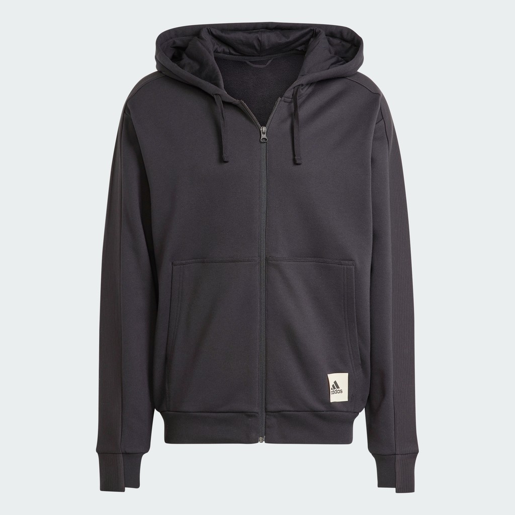 adidas Phong cách sống Áo Sweatshirt Khóa Kéo Dọc Thân Vải Thun Da Cá Lounge Nam Đen IQ3422
