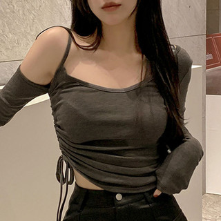 Áo thun dài tay dây rút quây thời trang mùa xuân dành cho nữ