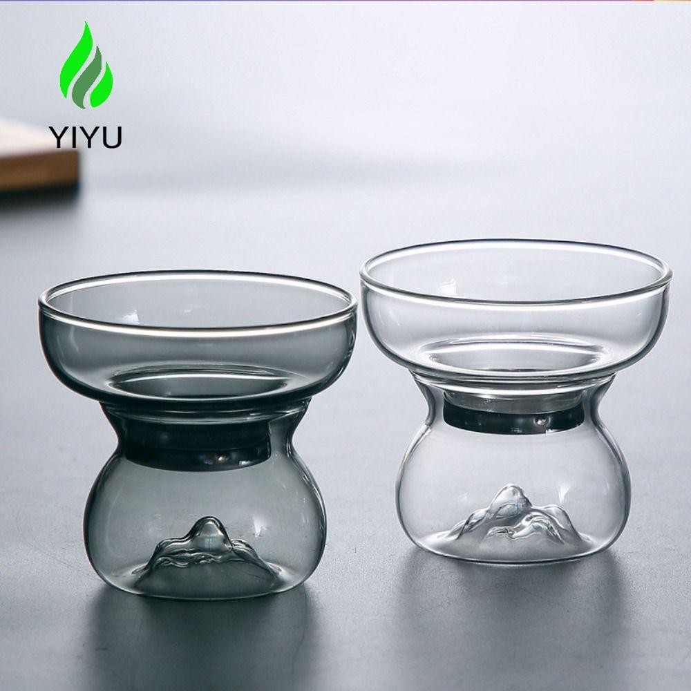YIYU cặn trà, Bộ lọc trà thủy tinh hình núi phong cách Nhật Bản, Lưới trà Kính trong suốt Phễu phân vùng chịu nhiệt Phụ kiện trà & tách nước