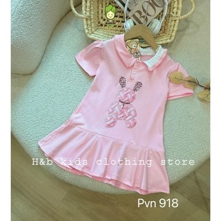 Váy Bé Gái KIMCHIBABY Vải Cotton 4C Thiết Kế Cổ Bẻ Họa Tiết Con Thỏ Dễ Thương, Váy Polo Cho Bé Gái Mặc Đi Học, Đi CK437