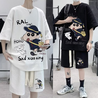   Plus Size 8XL  Hàn Quốc dáng rộng phù hợp xu hướng thời trang Áo thun in hình Crayon Xiaoxin cổ tròn Cotton mềm mại thông thường dành cho nam giới Trang phục cặp đôi đa năng 