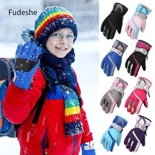 Fudeshe Găng Tay Trượt Tuyết Trẻ Em, Găng Tay Ấm Áp Làm Dày Chống Gió, Găng Tay Trẻ Em Chống Trơn Trượt Thời Trang Leo Núi