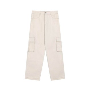 Khaki Line Border Cargo Pocket Pant -  Quần cargo kaki viền chỉ nổi ống rộng
