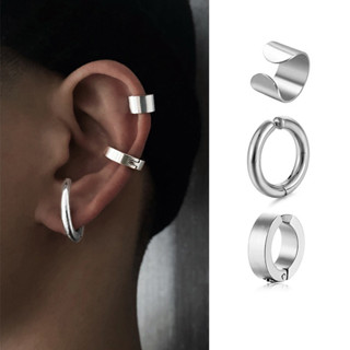 Bông tai kẹp tai bằng thép titan cho người đàn ông không có lỗ tai, Bông tai hình tròn đơn giản dành cho nữ Bông tai thép không gỉ, Bông tai Hip Hop