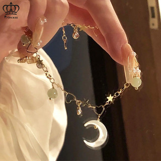 Hàn Quốc Ngôi Sao Mặt Trăng Ngọc Trai Vòng Tay Nữ Pha Lê Trái Tim Khắc Mặt Dây Chuyền Vòng Tay Phụ Kiện Thời Trang Trang Sức