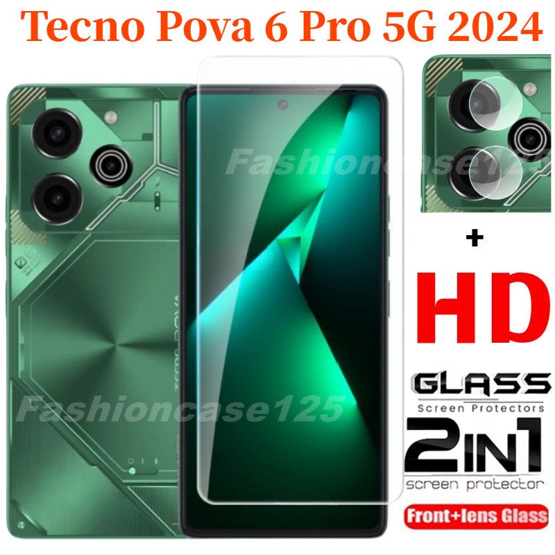 2in1 Tecno Pova 6 Pro 5G 2024 Full Cover Kính Cường Lực Flim Cho Tecno Pova6Pro 6Pro Pova 6 5 Pro Pova6Pro 5G 4G Phim Trước Mặt Sau Ống Kính Kính Kính Mặt Sau Camera Bảo Vệ Màn Hình Ống Kính