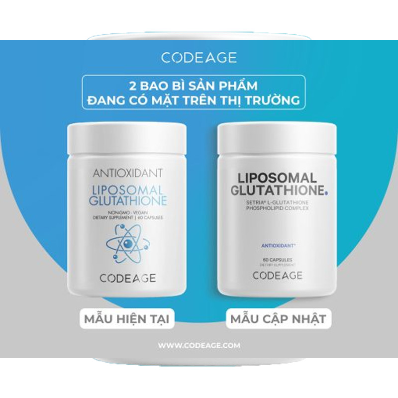 Viên uống trắng da CodeAge Liposomal Glutathione 500mg 60 viên