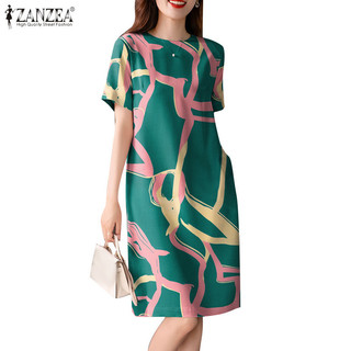 Đầm nữ ZANZEA tay ngắn in họa tiết thời trang phong cách 