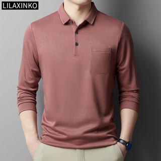 Áo Polo Nam Quần Áo Cotton Trơn Màu Trơn Cơ Bản Dài Tay Áo Sơ Mi Top Áo Sơ Mi Cổ Điển Thời Trang Quần Áo Bỏ Túi