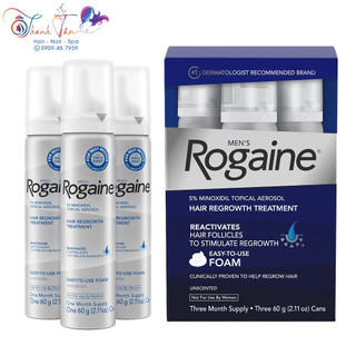 Set 3 kem mọc râu, tóc nam rogaine minoxidil 5% foam dạng bọt 3x60ml