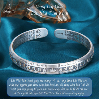 Vòng tay khắc bát nhã tâm kinh - bát nhã ba la mật đa tâm kinh-trang súc phong thủy amrita