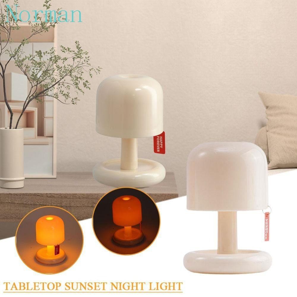 Đèn ngủ Norman sunset, đèn bàn hình nấm sạc USB hoàng hôn kép, đèn bàn mini sáng tạo để bàn tối giản đèn bàn trẻ em